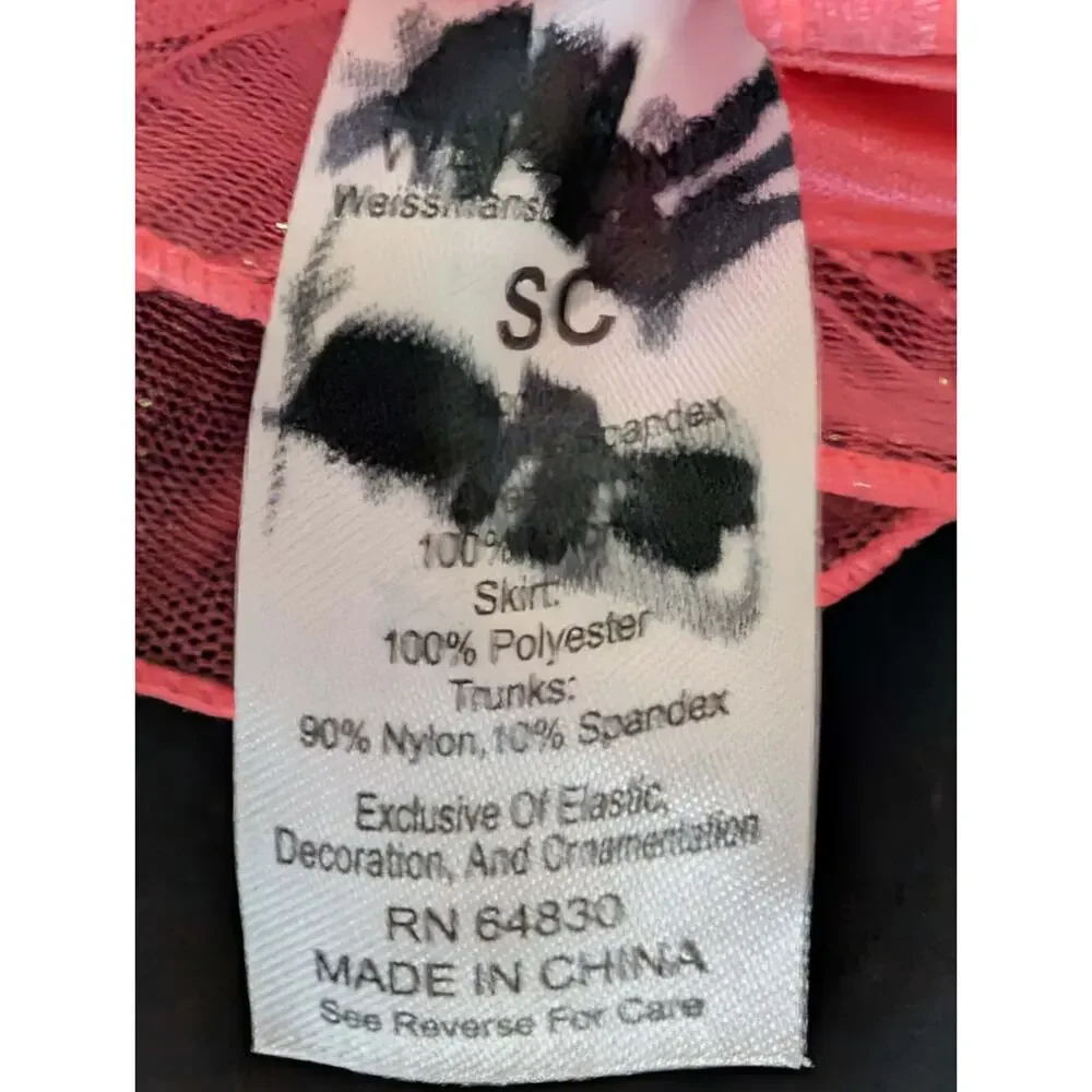 Weissman Showtime Sequin Dance Costume Vibrant Pink Sequin Spandex Tutu Sz. SC